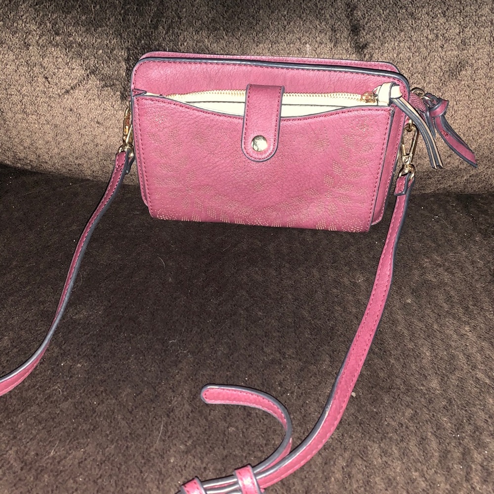 Wine colored cross body bag